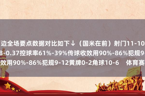 两边全场要点数据对比如下↓（国米在前）射门11-10射正3-4预期进球2.48-0.37控球率61%-39%传球收效用90%-86%犯规9-12黄牌0-2角球10-6    体育赛事直播