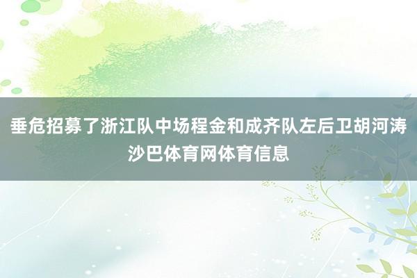 垂危招募了浙江队中场程金和成齐队左后卫胡河涛沙巴体育网体育信息